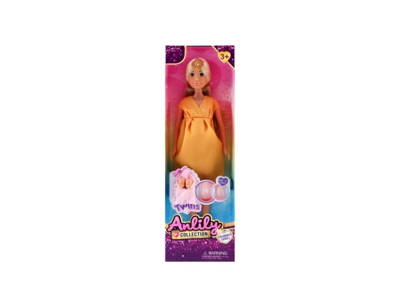 11.5-Inch Solid Pregnant Woman Doll (Brown Skin Color)