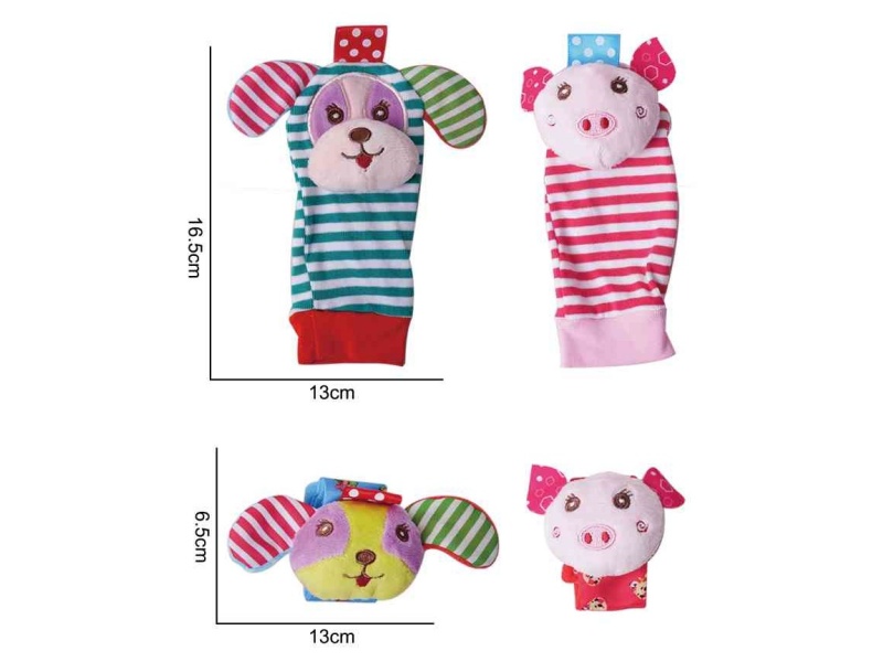 A Four-Piece Set Of Plush Toys For Pigs And Dogs