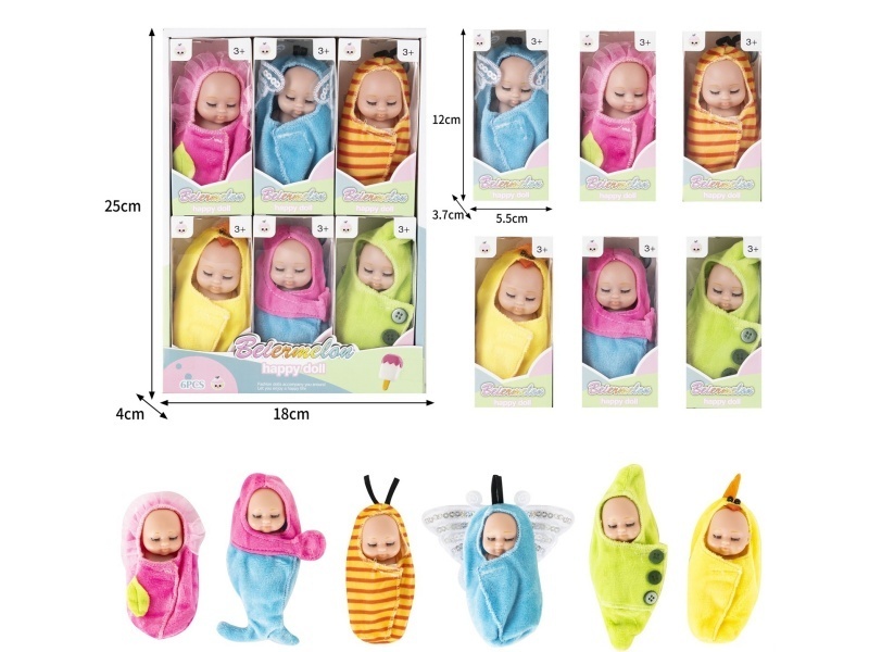 4-Inch Solid Sleeping Doll (6-Piece Set)