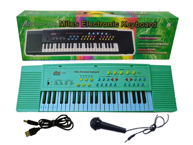 44 Keys Single Speaker Electronic Organ(Green, With USB, Microphone)