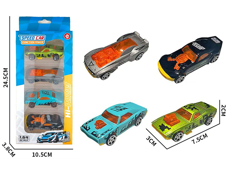 1:64 Pull Back Alloy Cars 4pcs