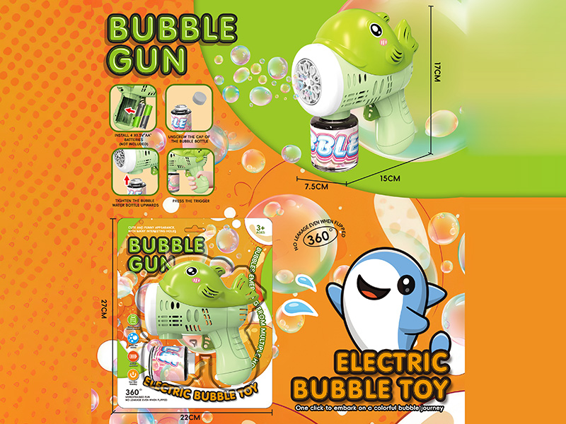 Green Whale Electric Bubble Gun