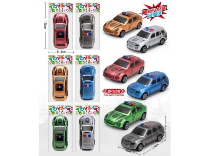 Two 6-Color Small Rebound Police Cars (Metallic Color)