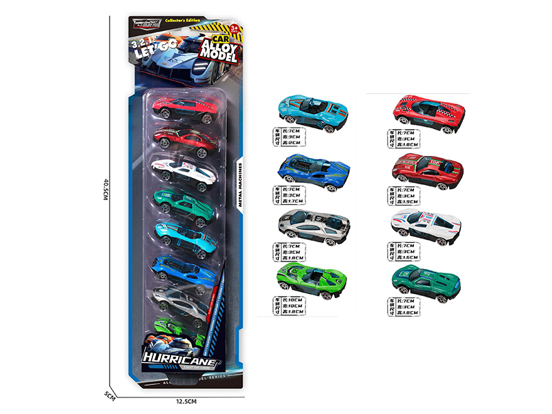 1:72 Slide Alloy Racing Cars 8pcs