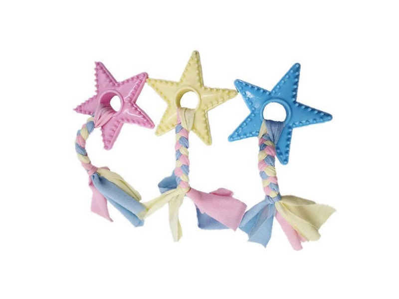 A Pet Toy With Star-Studded Cloth Strips