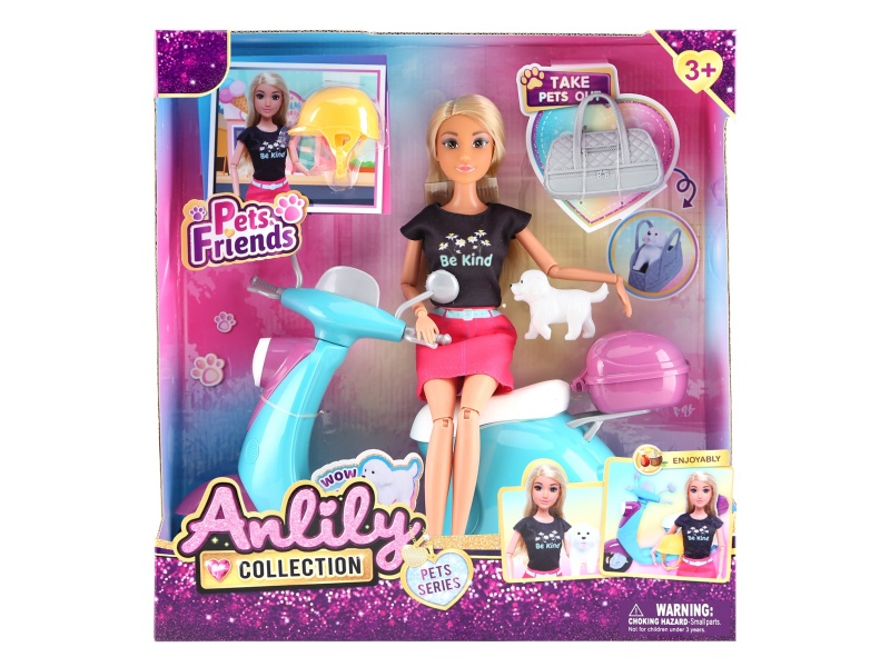 Anlili 11.5-Inch Solid Doll Motorcycle (Brown Skin)