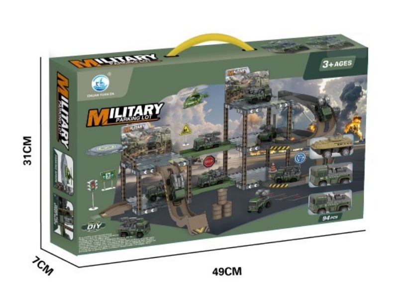 The Military Parking Lot Is Equipped With Two Vehicles And One Aircraft