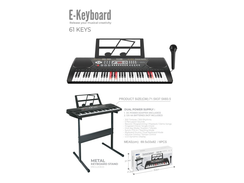 61-Key Electronic Organ With Stand And Light