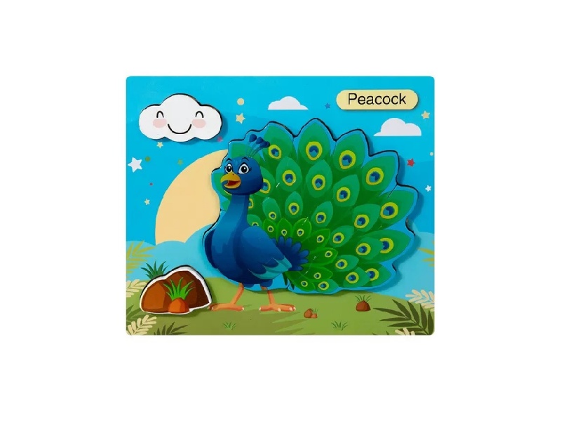 Wooden 3D Jigsaw Puzzle - Peacock