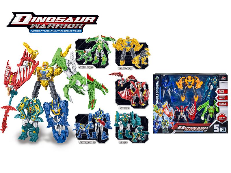 5 In 1 Transformation Dinsaur Mecha Warrior Toy