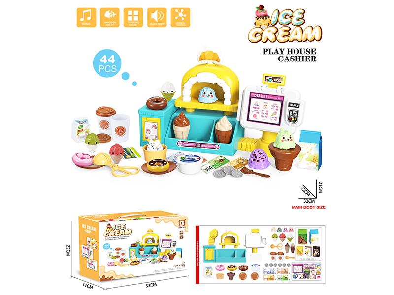 Ice Cream Shop Cashier Pretend Play Toy 44pcs
