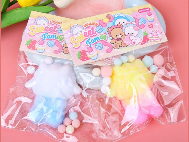 Jelly Kneading Fun Mixed With Colorful Little Lamb Flocking Powder + Pom-Pilling + Clips