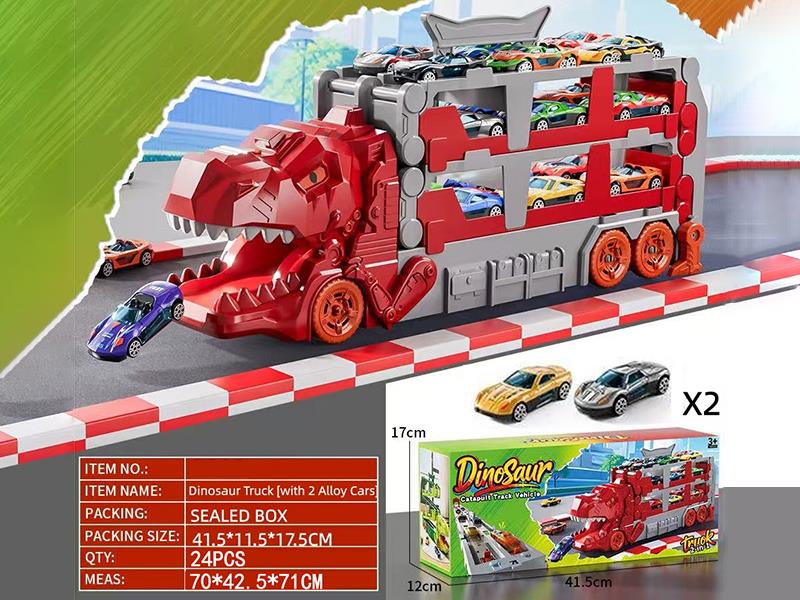 Dinosaur Catapult Track Car + 2 Alloy Cars