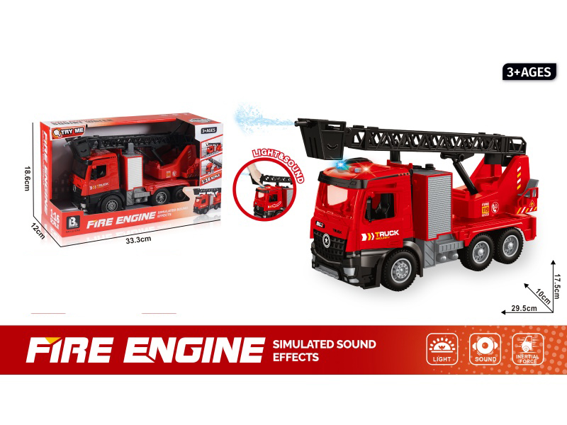 1:16 Sound And Light Inertial Door-Opening And Water-Spraying Fire Engine (Package 3*Ag13)