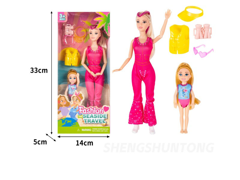 11.5-Inch Real 11-Joint Doll Princess + 5-Inch Real Little Kelly Swimsuit With Small Life Jacket, Sun Hat, Camera Glasses And Vacuum-Formed Set