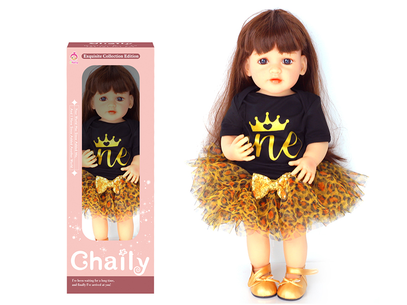 55CM Soft Glue High Simulation Baby Doll(Wig Sheath)With Diaper, Birth Card