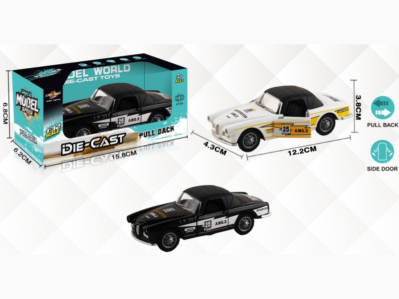 1:32 Simulated Classic Vintage Car, Bmw Hardtop Racing Car, Rear-Force Alloy Car With Two Doors