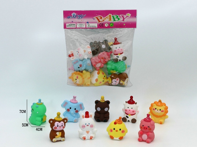 9 Small Plush Animal Party Hat Ornaments With Whistles
