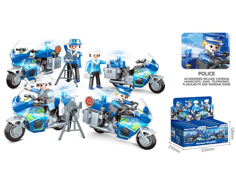 DIY Assembly Police Motorcycles 8pcs