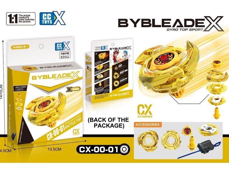 Beybladex Cx-01 Main Character 1:1 Electroplated Gold Spray + Large Launcher