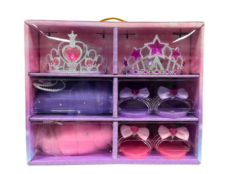 Six-Grid Princess Dress, Role-Playing, Crown Star And Moon Fairy Dress, High Heels, Magic Wand, Multi-Piece Gift Box Set