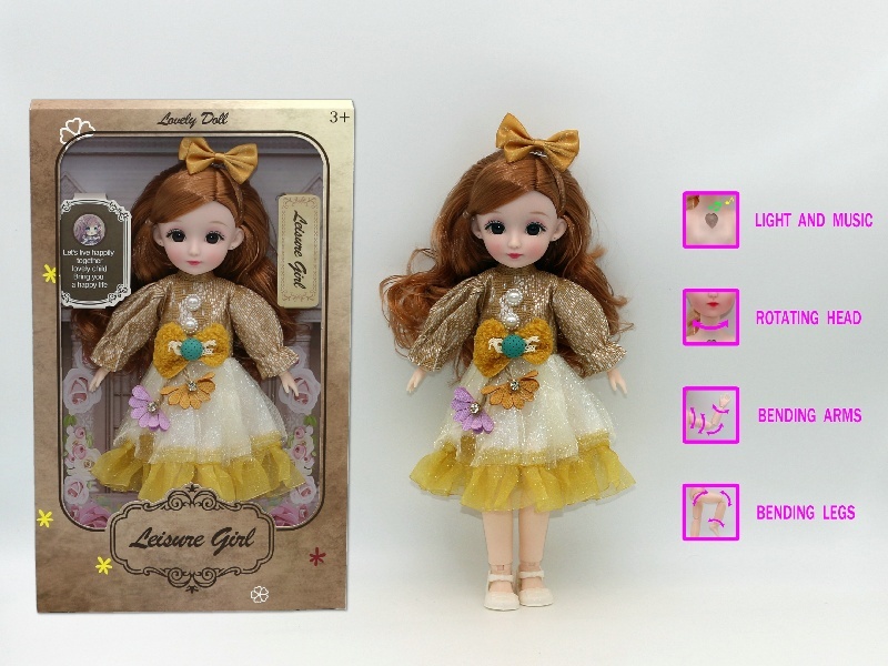 12-Inch 3D Simulation Eye 15-Joint Real-Life Music And Light Barbie Doll