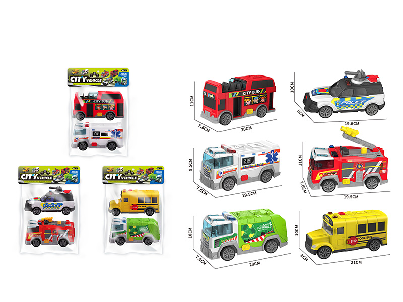 Friction Car With Sound And Light 2PCS