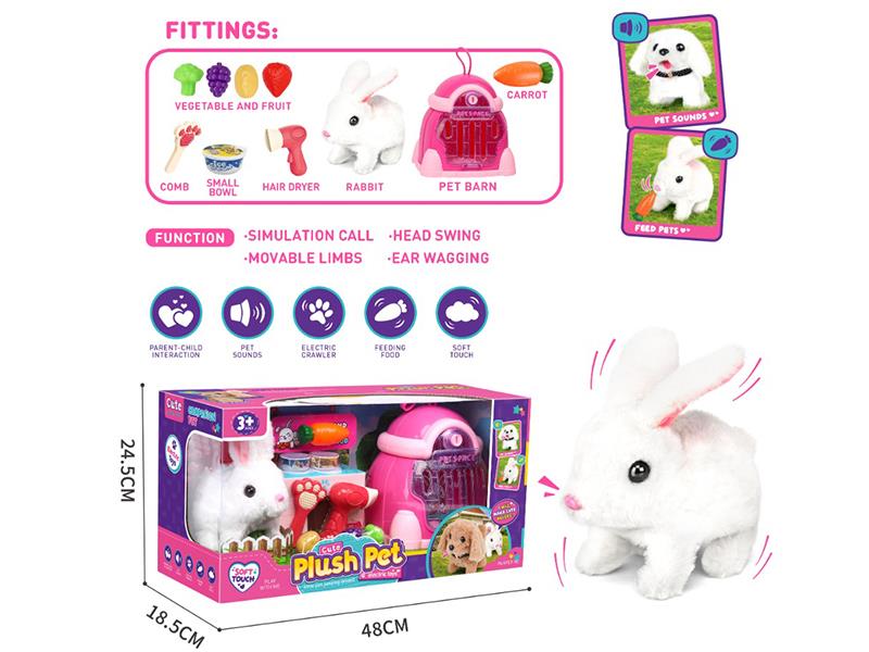 Electric Plush Pet Rabbit Pet Barn Play Set