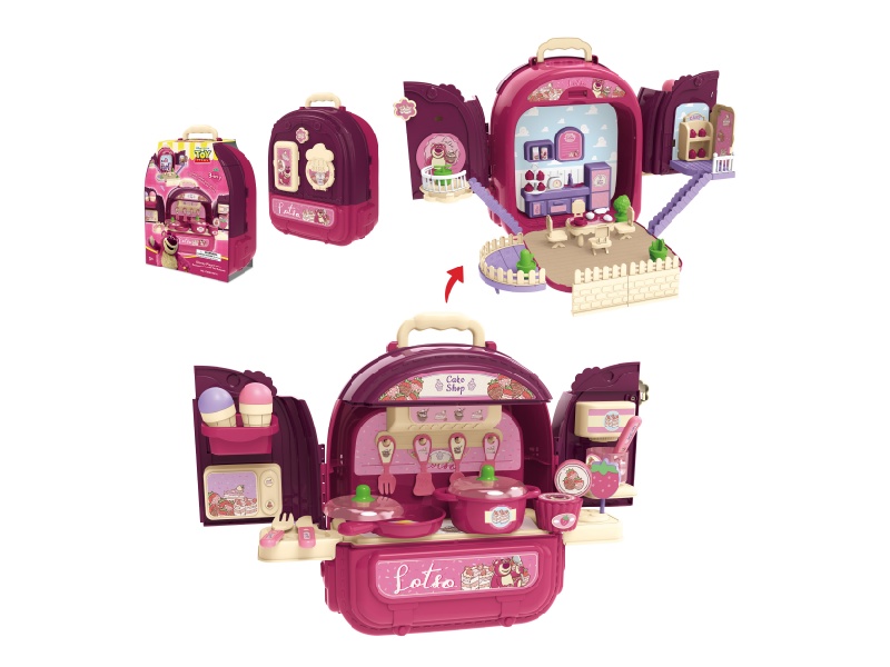 Disney Pixar Strawberry Bear Kitchenware Dessert Toy Backpack