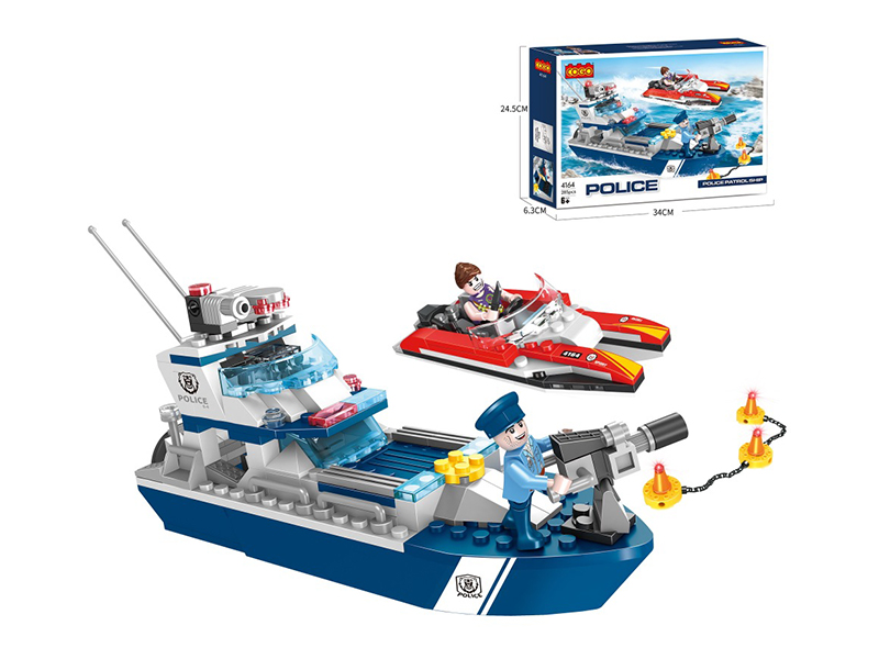 Small Particle Building Block Police Series - Police Patrol Boat 285PCS