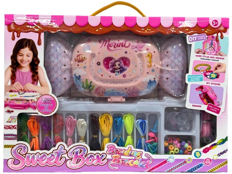 Diy Multi-Functional Candy Box, Rope Maker, Beaded Plate Bag, Slanting Bag, Storage Function, Friendship Bracelet Making (Mermaid Theme)