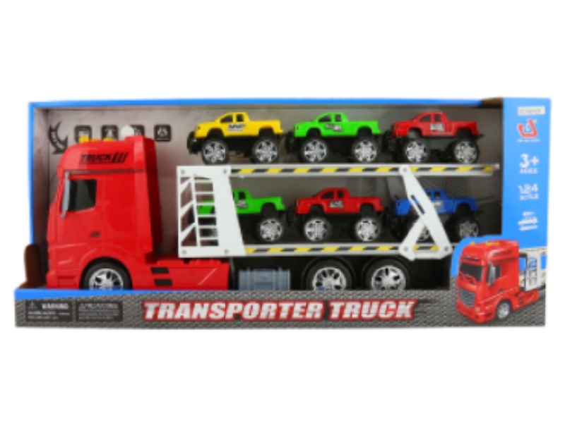 1:12 Early Education Lighting And Sound Inertial Transport Vehicle (Carrying 6 Pickup Trucks)