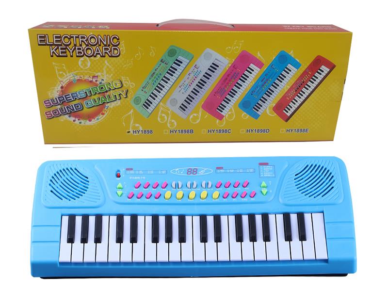 37 Keys Single Speaker Electronic Organ(Blue, With Microphone)