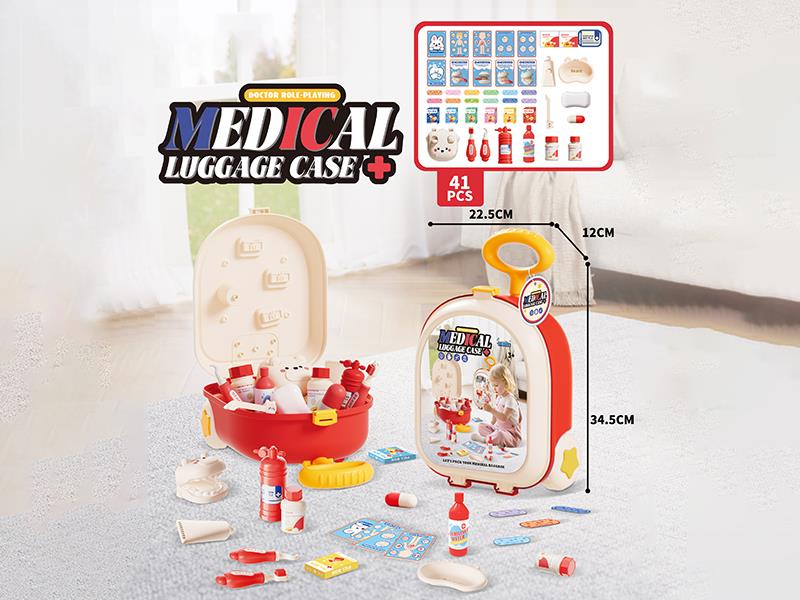 Red Medical Toy Luggage Case 41pcs