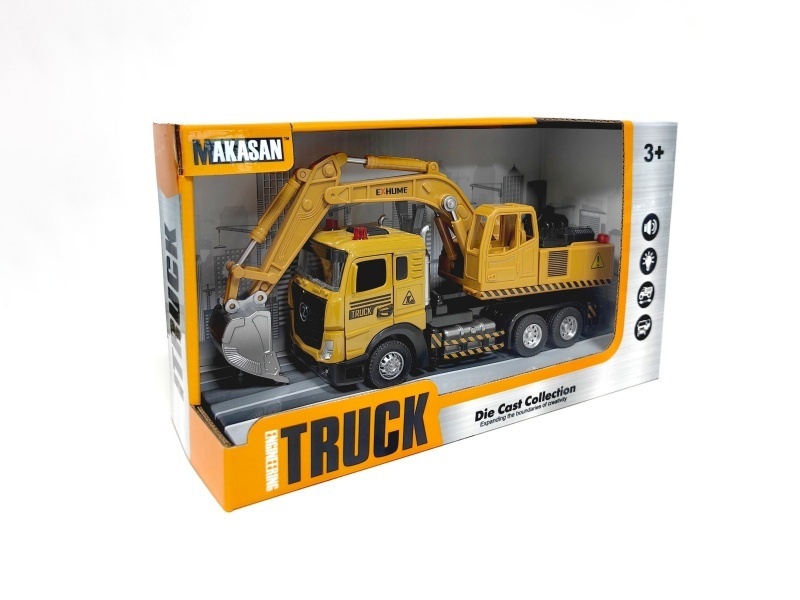 Alloy Pull Back Flat Head Excavator (Light/Music)