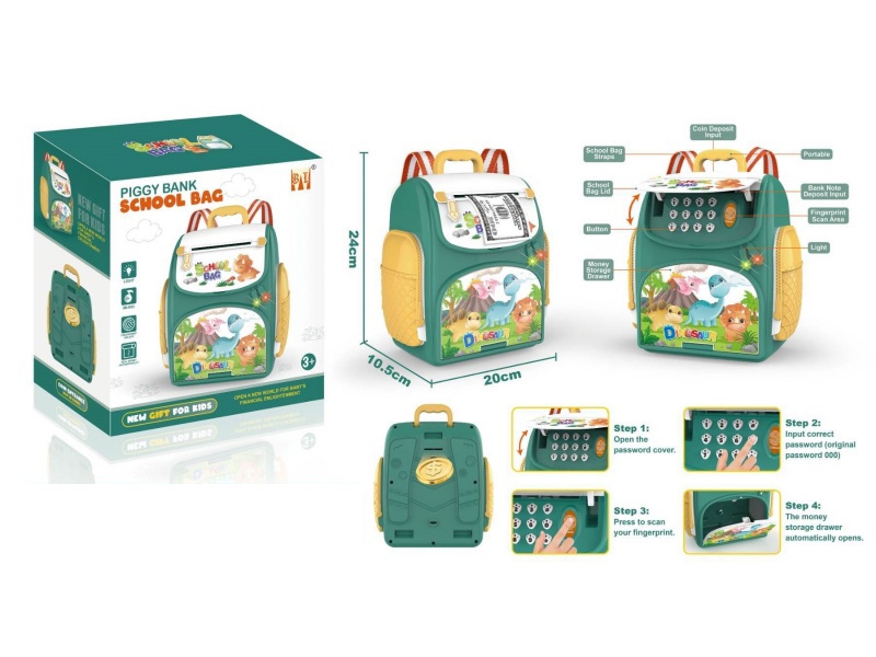 Cartoon Dinosaur Schoolbag Piggy Bank