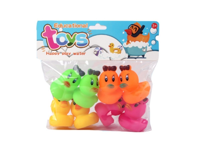 8 Rubber-Lined Animals, No. 5 Butterfly Ducks, 4-Color Mixed Pv Card Head Bags