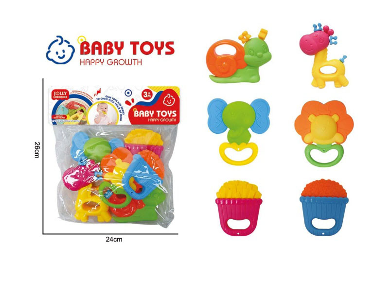 A 6-Piece Set Of Cartoon Educational And Soothing Baby Teething Toys