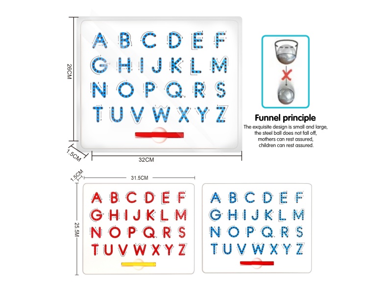 Magnetism Brush Drawing Board (Early Education Capital Letters English) (275 Beads)