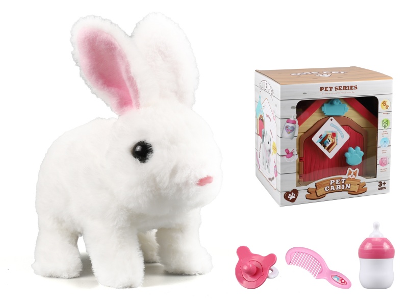 Electric Plush Rabbit With Pet Cabin