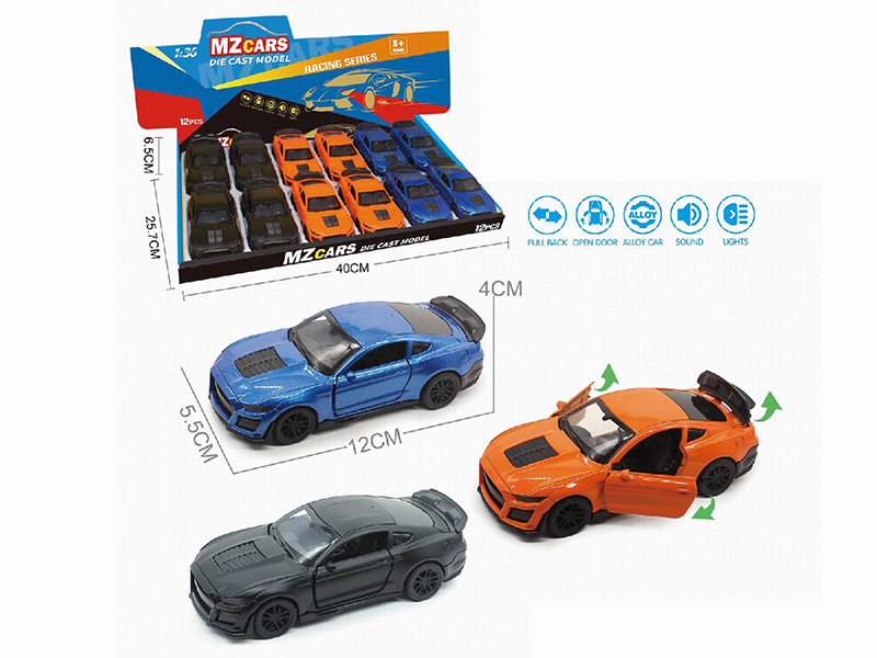 1:36 Pull Back Alloy Sports Car(3 Doors Can Open)(With Sound And Lights) 12pcs