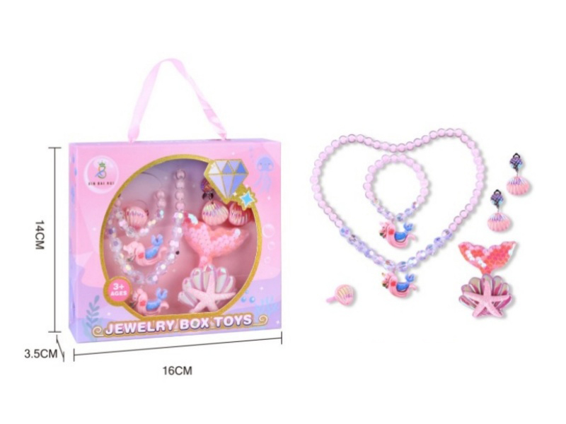 Girls' Accessories - Necklace + Bracelet + Ring + Ear Clips + Hair Clip Gift Box Set