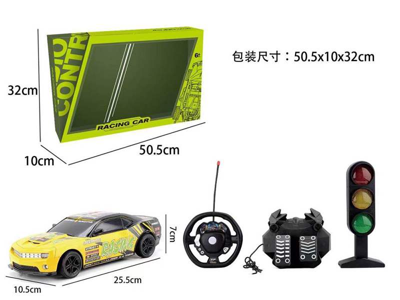 27Mhz 1:16 4-Channel Gravity Sensing Steering Wheel Pedal Remote Control Chevrolet Police Car With Flash Light(Included Batteries) + Traffic Light