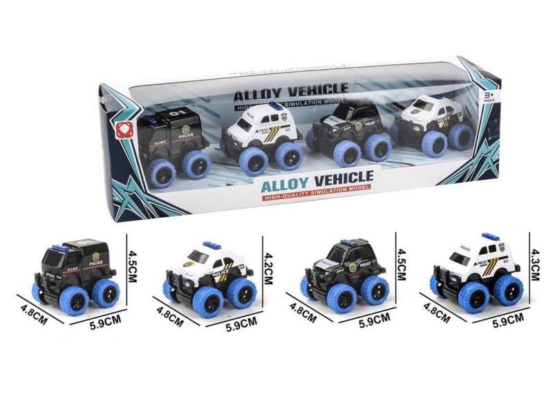 4 Pieces Of Huili Police Car Alloy Vehicle