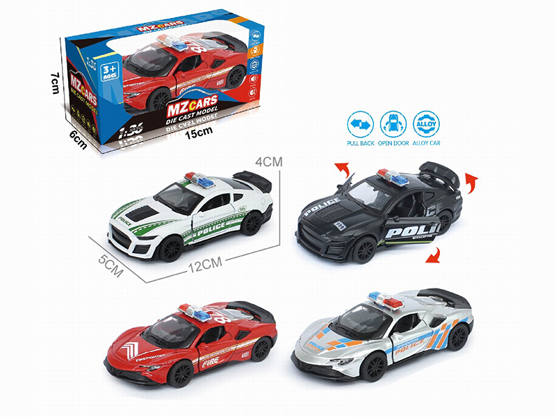 1:36 Pull Back Alloy Police Cars(3 Doors Can Open)