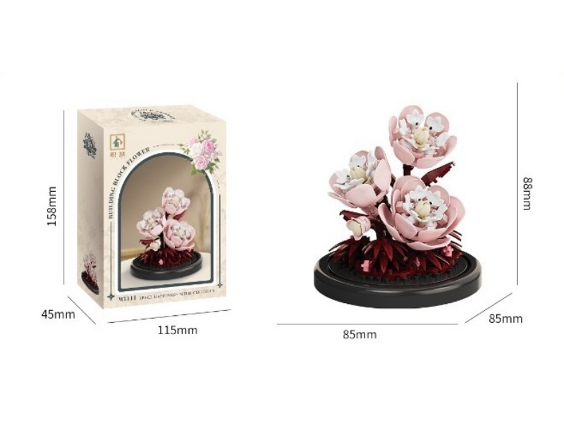 Building Blocks: Peony Flower + Base 167 Pcs