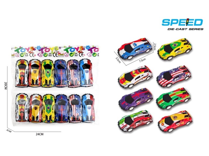 Pull Back Iron Flag Pattern Lamborghini Sports Cars 12pcs