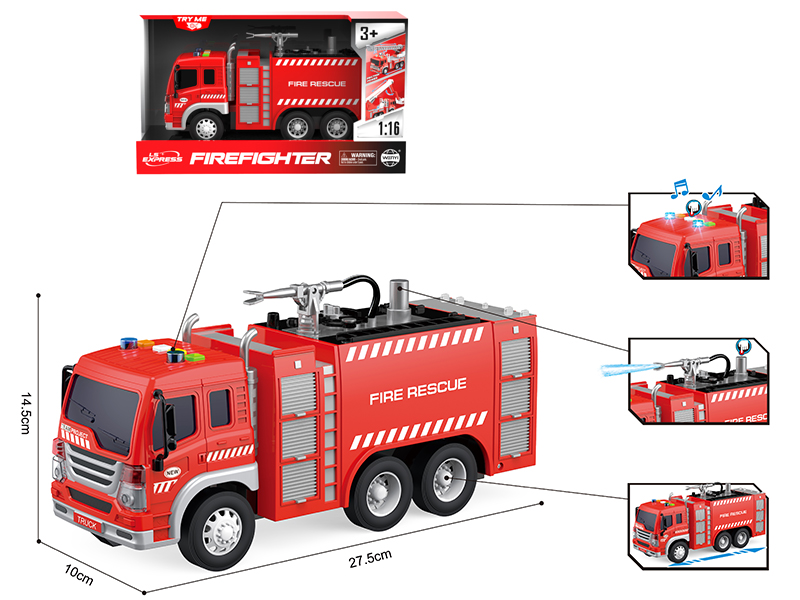 1:16 Friction Fire Engine (Four Keys,Sound And Light,Spray Water)