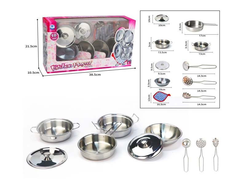 Stainless Steel Tableware Play Set 10PCS