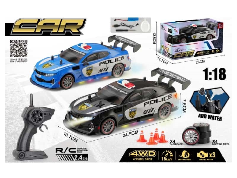 2.4G Four-Wheel Drive Drift Citroën Police  Radio Control Car With Spray